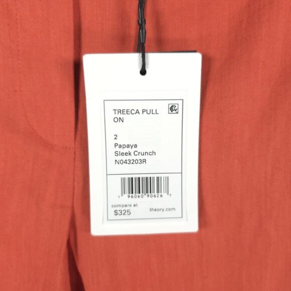 NWT THEORY LINEN Blend TRECCA Slim Crop PULL ON Pants St.N043203R Size 2 - Picture 10 of 13
